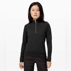 Lululemon Engineered Warmth Half-Zip Top Womens Black Size 8 Merino Wool W3DF6S
